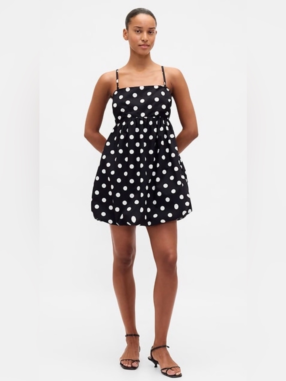 GAP Bubble Hem Polka Dot Mini Dress with Removable Straps and Pockets Size MT